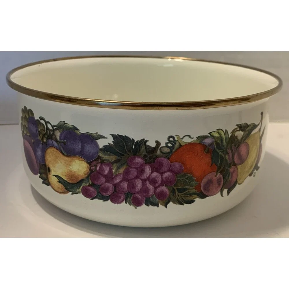 Cornucopia Enamelware Fruit Nesting Mixing Bowls Set Of 3 Enamel Metal